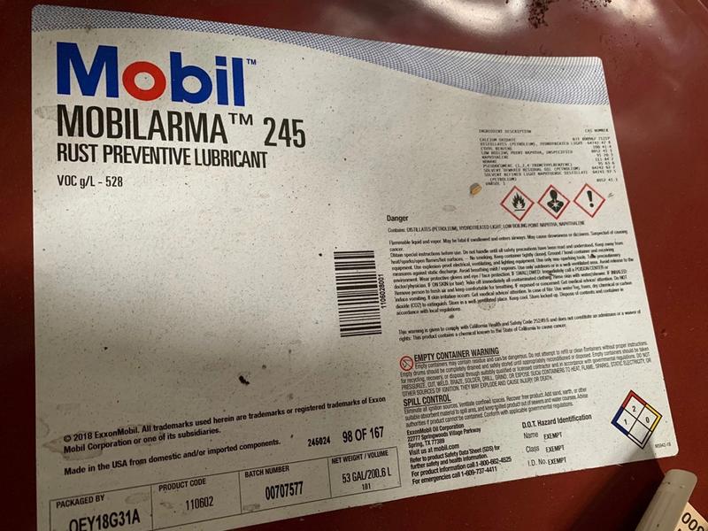 【MOBIL 美孚】Mobilarma 245、防銹潤滑劑、200公升/桶【潤滑、防銹保護】