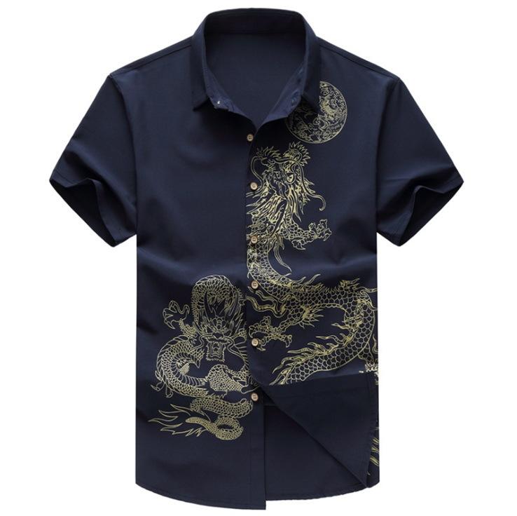 【潮裡潮氣】2017新品男士短袖襯衫新款中國風大碼短袖襯衣 5866
