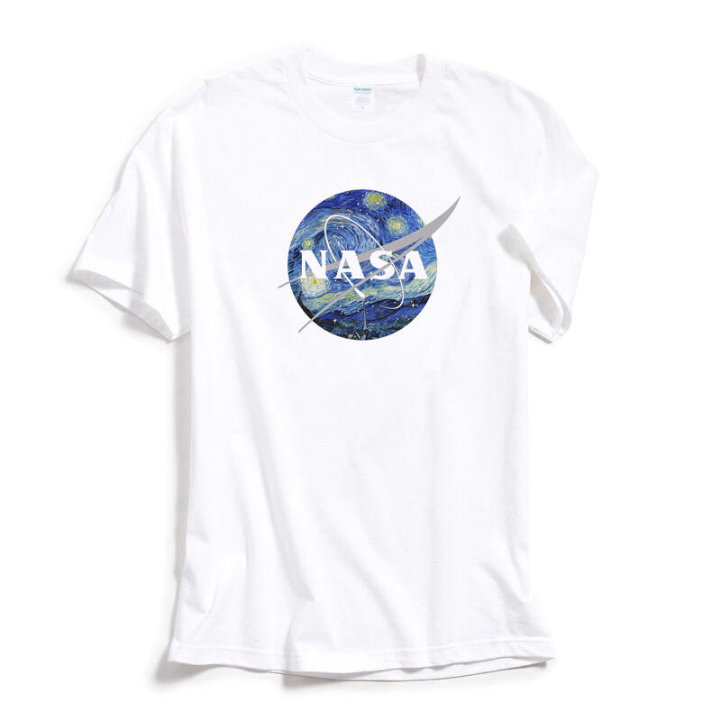 NASA Van Gogh 短袖T恤 白色 美國太空總署 梵谷 星夜之謎 男女情侶印花潮T