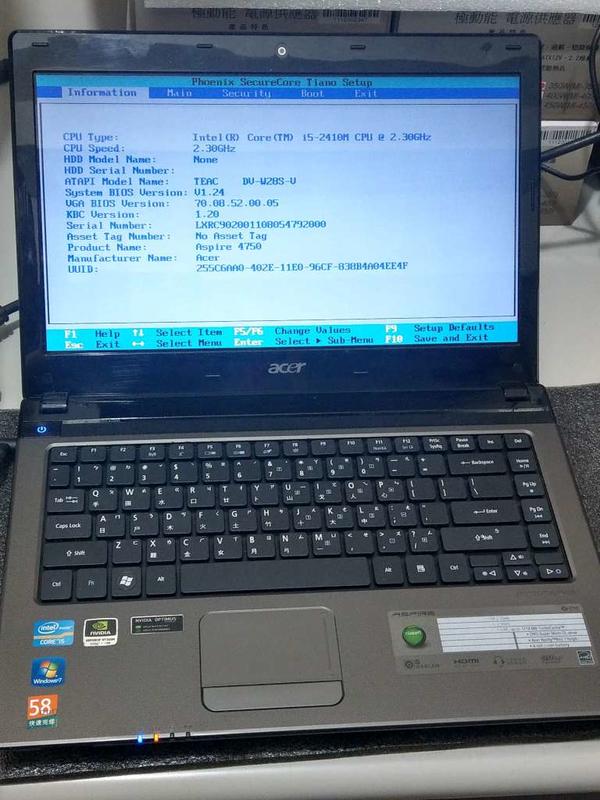 零件拆賣 Acer Aspire 4750 MS2316 筆記型電腦 NO.475