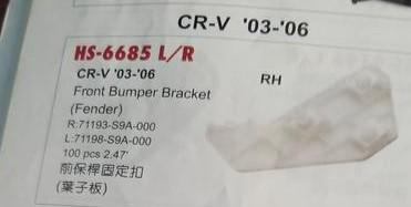 HONDA 本田 CRV CR-V 03-06年 前保桿固定扣 保桿固定扣 葉子板固定扣  MIT 台灣製造
