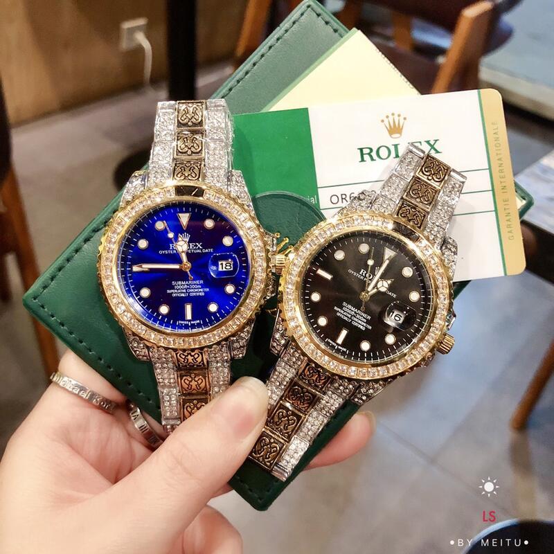 rose代購 Rolex勞力士 新款男錶 滿天星全鑲鑽款日誌系列腕錶 石英機芯手錶 男士高端商務錶 土豪金手錶 男士手錶