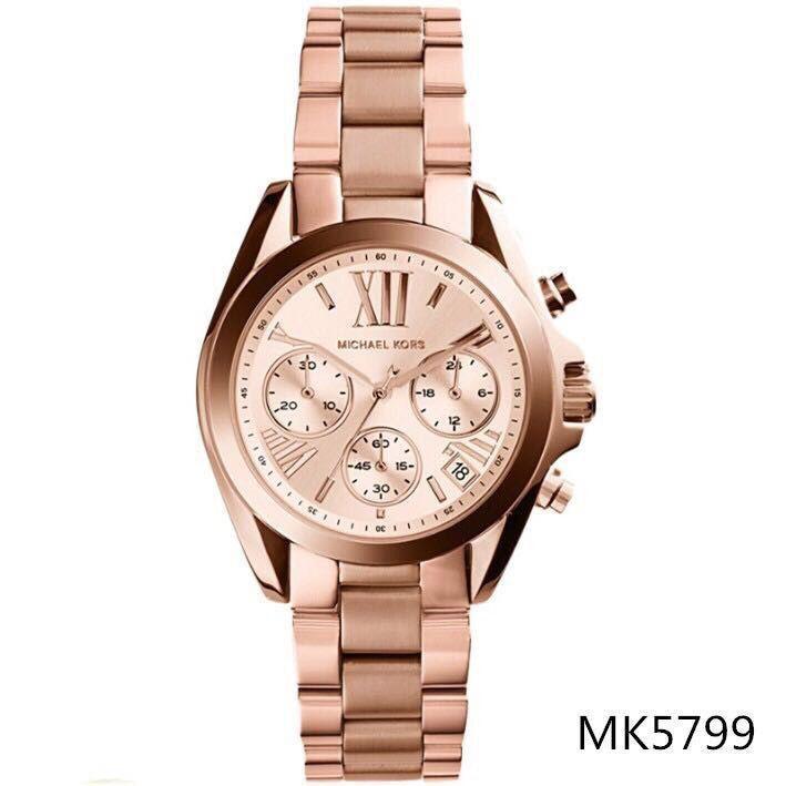 MK手錶 MICHAEL KORS三眼計時鋼帶圓盤石英女錶MK5799 MK5798