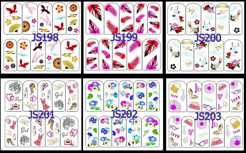 幻指美甲材料 (水印-JS系列-JS198~JS233)(2月特價)水印貼 玫瑰花 水彩花朵 彩色線條