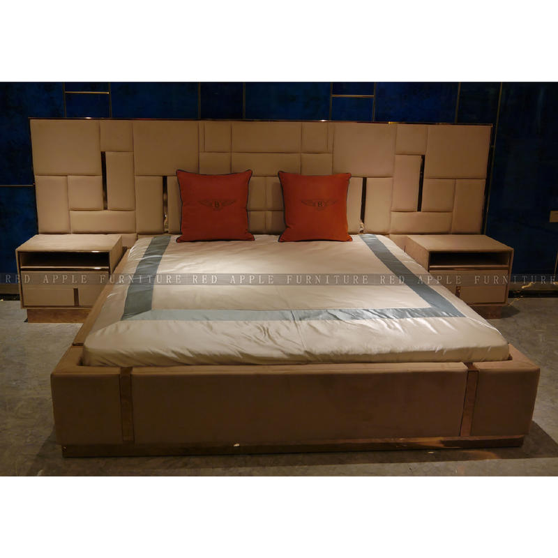 [紅蘋果傢俱] CT-042後現代臥室系列 床 床頭櫃  歐式 高檔 簡約 不銹鋼輕奢