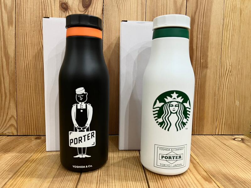 超搶手‼️日本星巴克STARBUCKS x PORTER LOGO 不鏽鋼保溫瓶473ml 黑&白