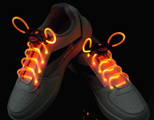 (MARDI單車)夜跑 夜行者 光纖發光鞋帶超亮LED高通透光纖導光(LED發光鞋帶2條裝) 有十色.2.紅桔