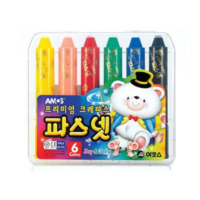 ♀高麗妹♀韓國 AMOS 6色口紅式旋轉 水蠟筆 無毒無味 水溶性粉彩水彩刮畫(現貨)特價7組