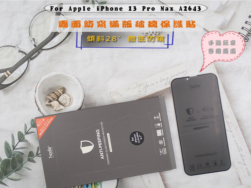 好貼HODA iPhone 13 Pro Max手遊👍經典優惠防偷窺玻璃🎁簡約安全防爆設計A2643霧面防窺隱形滿版