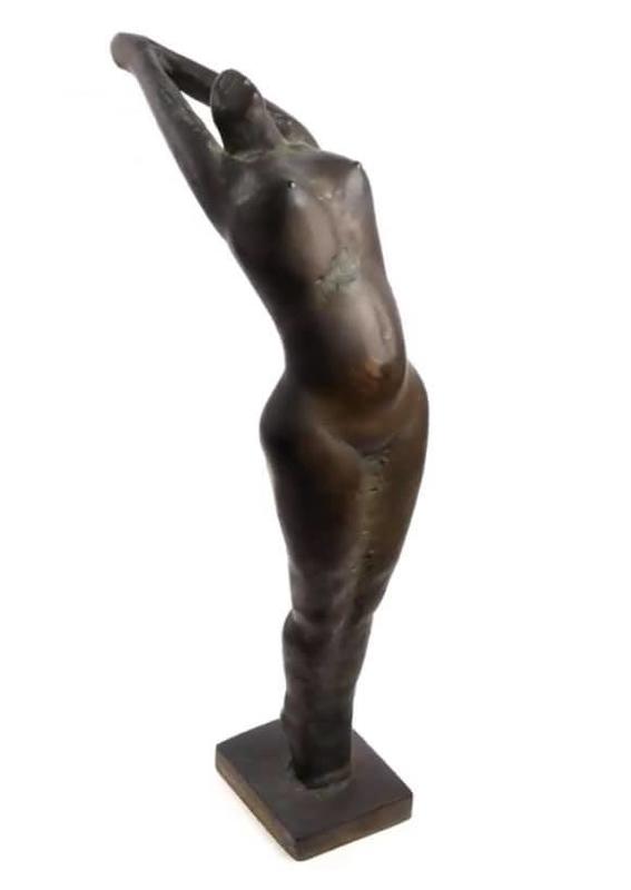 【啟秀齋】韓國當代雕塑名家 朴哲俊 銅雕作品《女體》1980年創作 1F
