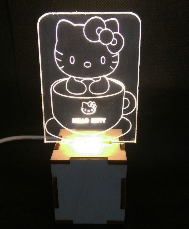 創意 Hello Kitty 杯子版 LED 暖白光 小夜燈
