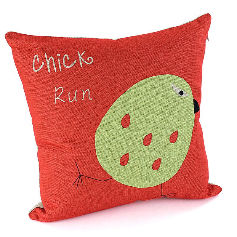 【工廠直營】思得登．Chick Run插畫風棉麻抱枕(含枕心)