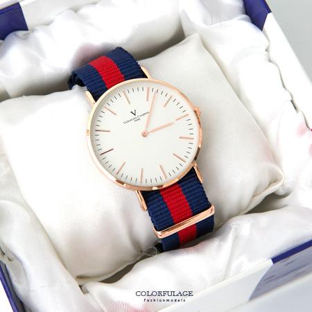 范倫鐵諾Valentino 玫瑰金刻度帆布手錶對錶腕錶 中性款男女皆可【NE1650】單支