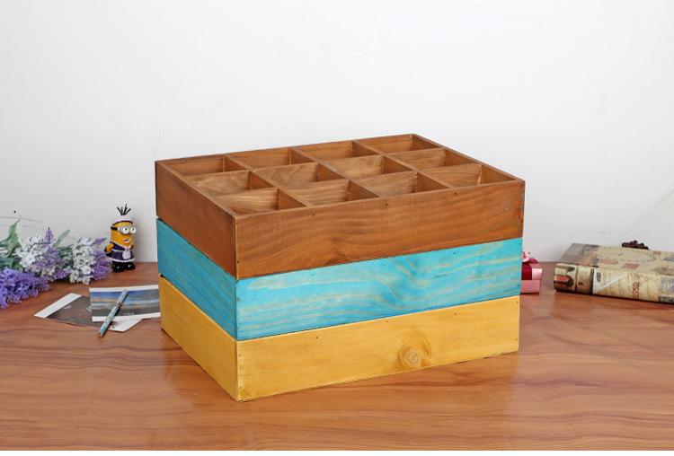 Boozakka 生活雜貨 展示盒 飾品收納 深木色 原木色 12格收納櫃 十二格木櫃 藍色 淺木色 OLA01C1