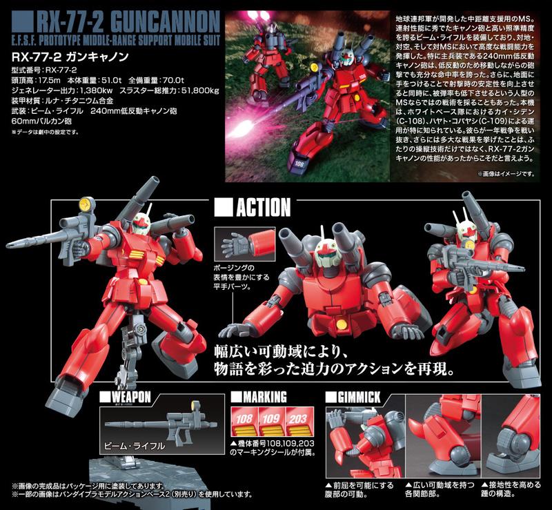 【鋼普拉】現貨 BANDAI 鋼彈 HGUC 1/144 #190 RX-77-2 GUNCANNON 新生式樣 鋼加農