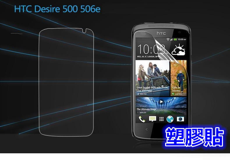 HTC Desire 500 亮面保護貼,保護膜.HTC500保護貼.509d.506e.5088.5060塑膠貼