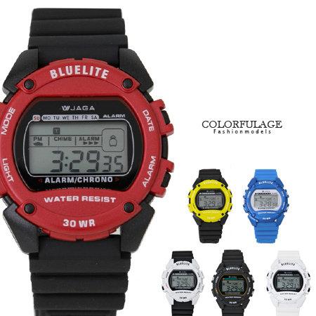 手錶 色彩豐富薄型多功能撞色電子錶腕錶 JAGA捷卡原廠公司貨【NE1314】多色可選