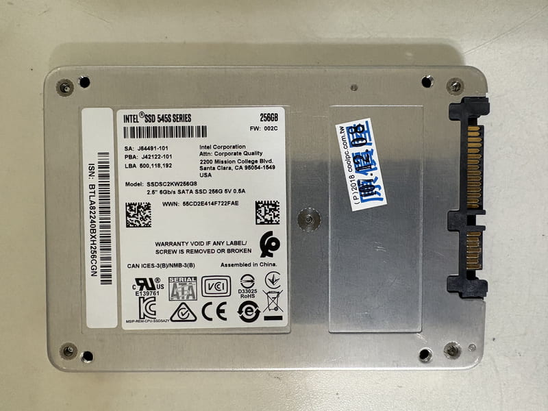 INTEL SSD 545S SERIES 256GB SATA3 SSD固態硬碟 使用時數極少 | 露天市集 | 全台最大的網路購物市集