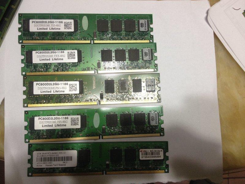 DDR2-800 2GB RAM PC2-6400 桌上型記憶體~非終生保固