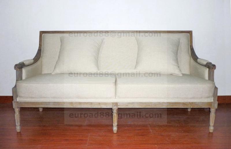 【台大復古家居_法式家具_展示品】法式 沙發 French Louis XVI Sofa【比利時純麻布_RH 美式風格