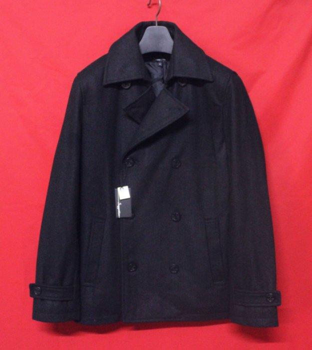 日本名牌SUGGESTION 頂級雙排扣紳士鋪綿窄版混羊毛短大衣