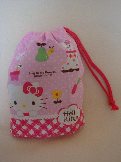 『wow日本部屋』Hello Kitty 桃紅格子粉紅點點 束口袋