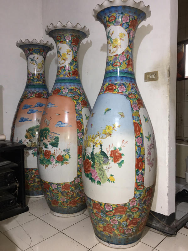 【求壺本舖】早期收藏 瓷器全彩花鳥大花瓶約160公分（單支價格） 只剩一支
