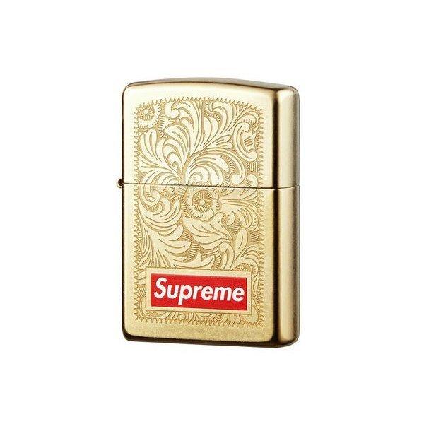 老煙槍】潮牌supreme Zippo聯名BOX LOGO雕刻打火機金色金雕火機| 露天