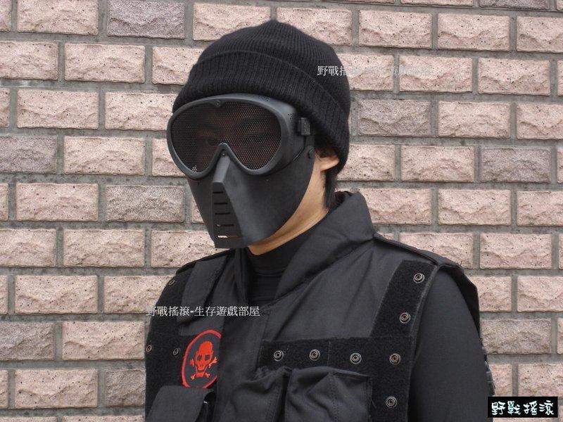 【野戰搖滾-生存遊戲部屋】鐵網式防彈面具、面罩(黑色、綠色)