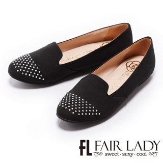 【Fair Lady】中性風潮星鑽裝飾平底鞋 黑~24