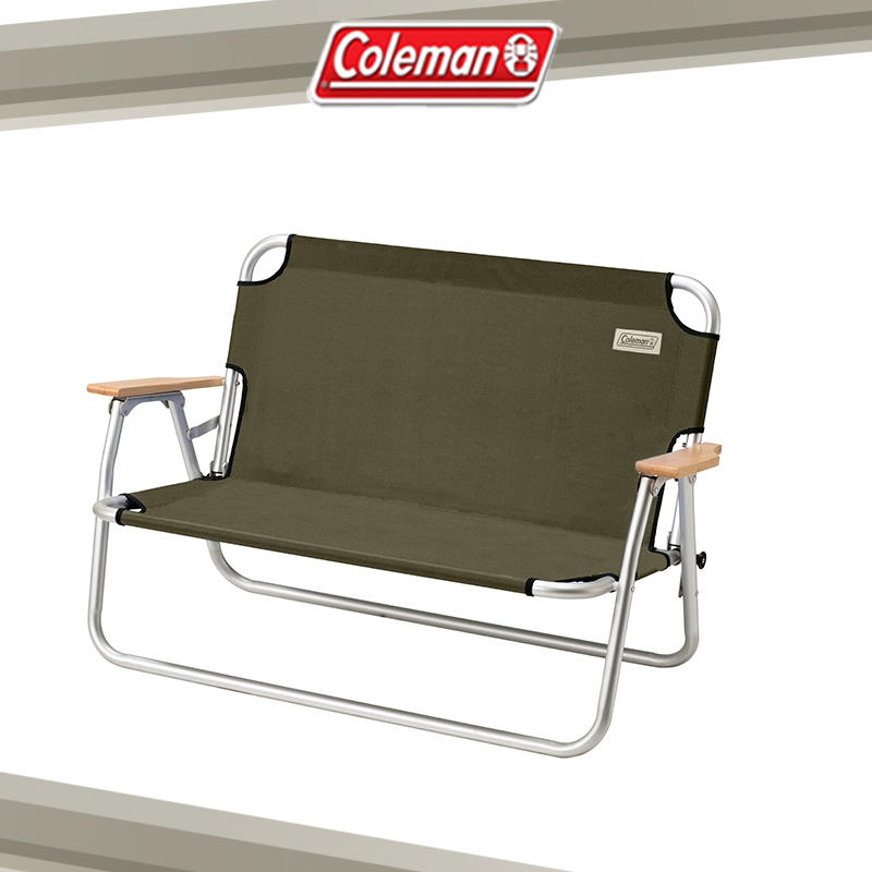 【露營趣】新店桃園 Coleman CM-33807 輕鬆摺疊長椅/綠橄欖 摺疊椅 情人椅 雙人椅 休閒椅