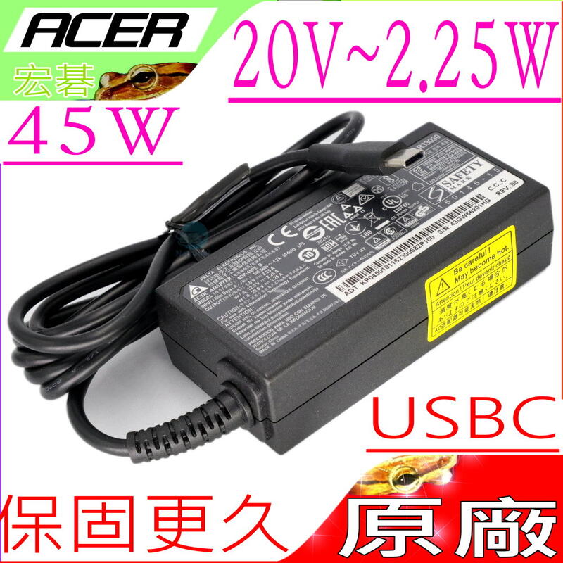 ACER 45W USBC 變壓器 Switch Alpha12 SA5-271,ADP-45PE B,TYPEC