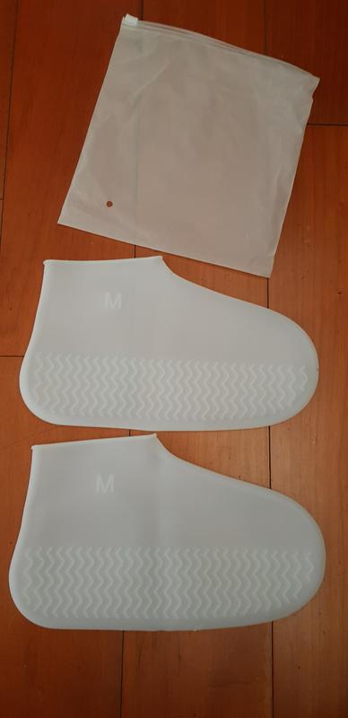 M號14.5X25CM約35~39穿 超彈性白色硅膠雨鞋套-防水鞋套