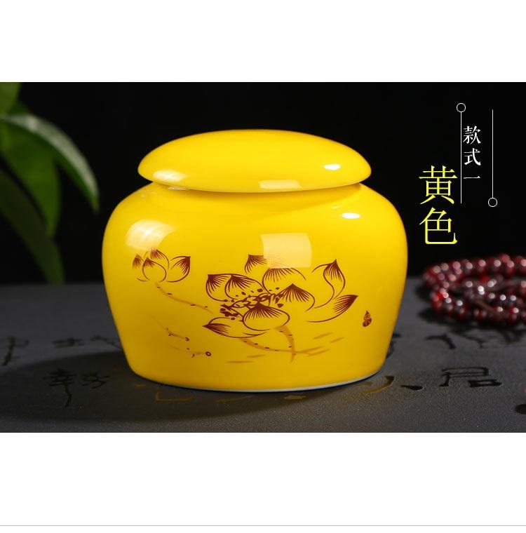 LO-01黃色迷你色釉储物藥材罐 茶葉罐 小號储存罐 陶瓷茶盤茶葉罐