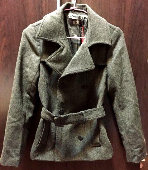 全新 Veeko lady coat 62%羊毛修身型軍裝短大衣套裝 深墨綠 原價7590