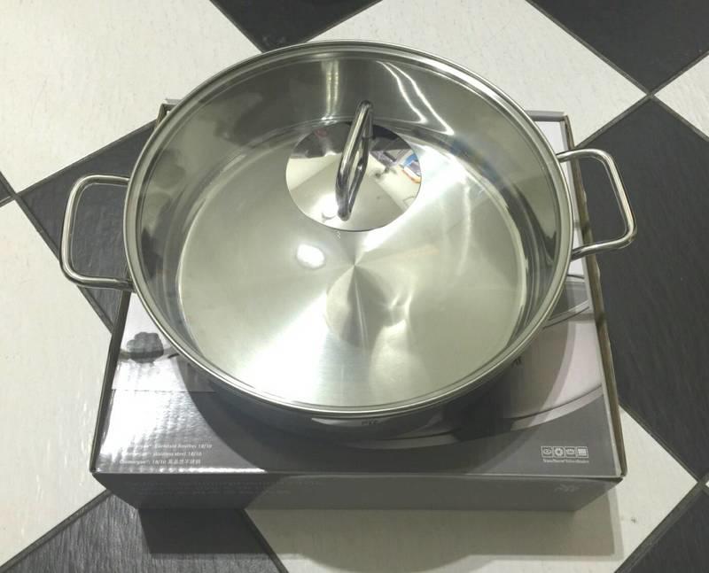德國WMF多用途煎鍋/火鍋 含運$2500 28cm雙耳 18/10最高規格食安級不鏽鋼