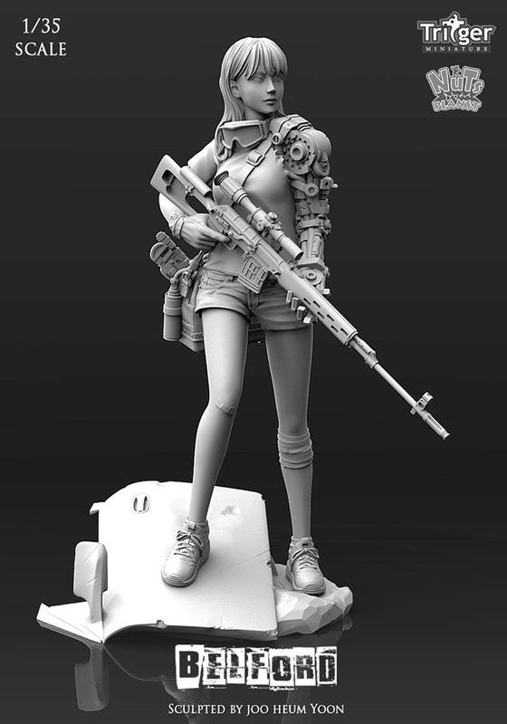 【小人物繪舘】*缺貨待補*[T35016]Belford 1/35 科幻 軍事狙擊槍少女人形 原版GK人形模型