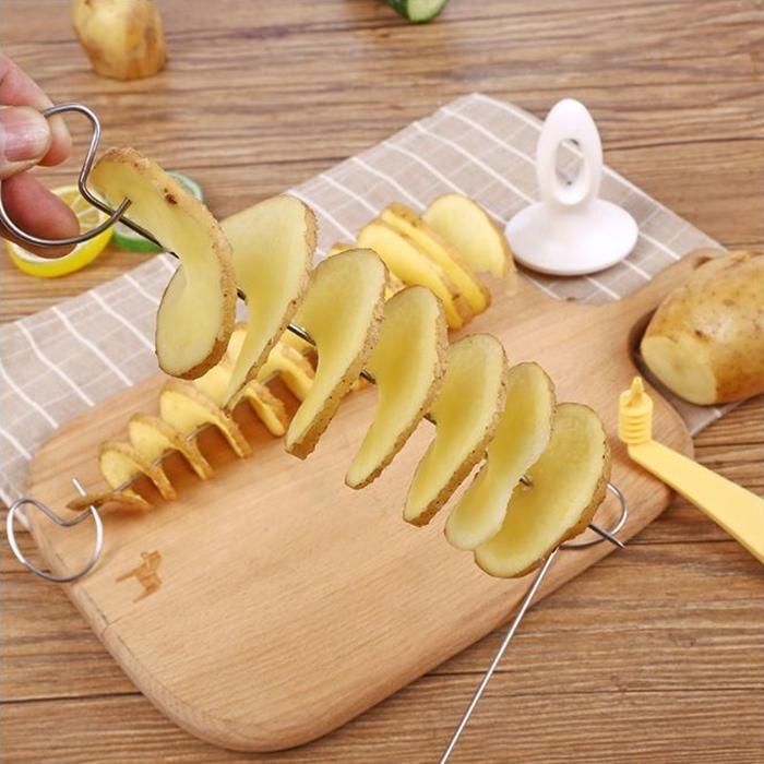 [Hare.D]馬鈴薯旋轉切割器 切片器 家用大旋轉薯塔器 螺旋切片刀 串手摇切
