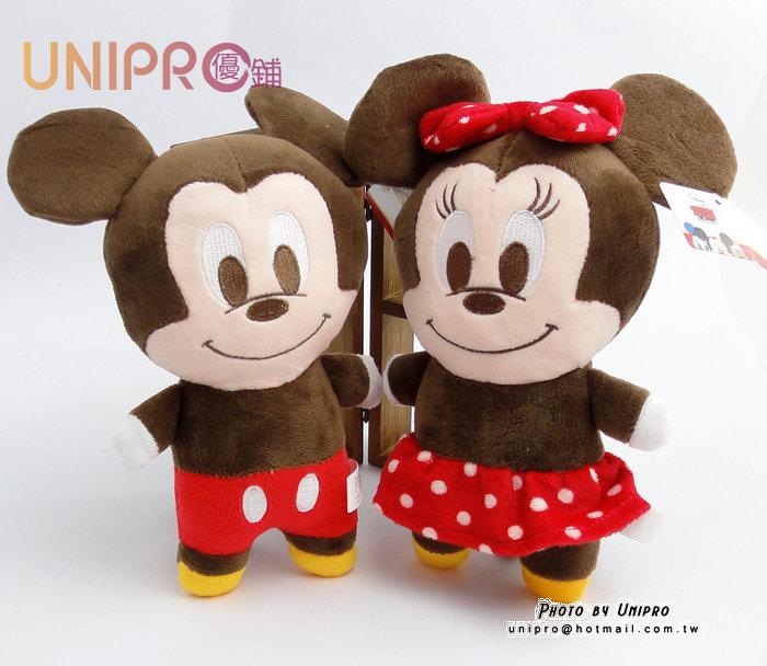 【UNIPRO】迪士尼 米奇 米妮 7吋 絨毛玩偶 造型長抱枕 娃娃 布偶 吊飾 Micky Minnie