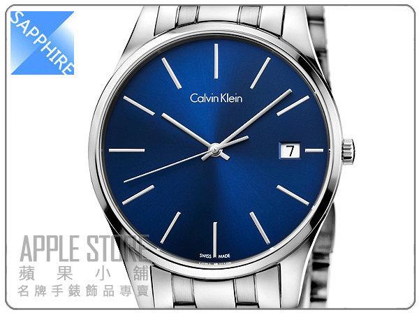 【蘋果小舖】 CK Calvin Klein timer 時光系列藍寶石水晶鋼帶男錶-藍色 # K4N2114N