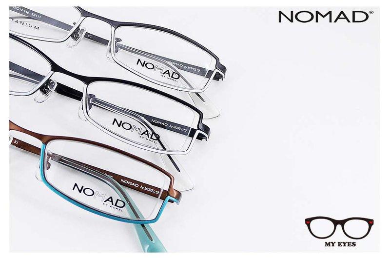 【My Eyes 瞳言瞳語】NOMAD 法國黑貓品牌 灰白雙色鈦金屬小框型眼鏡 混搭設計 現代普普風格 (1395J)