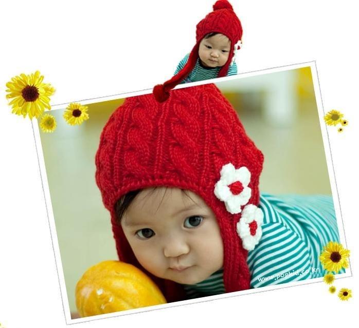 全新現貨 秋冬爆款熱賣 韓版 兒童帽 童帽  嬰兒 寶寶 子兩朵小花帽 寶寶護耳帽 女童毛線帽 針織帽 保暖帽