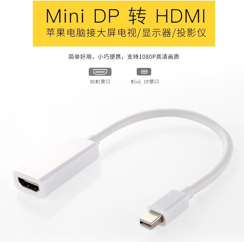 筆記本電腦轉換器 mini dp轉hdmi 高清視頻線 蘋果/雷電轉HDMI接電視