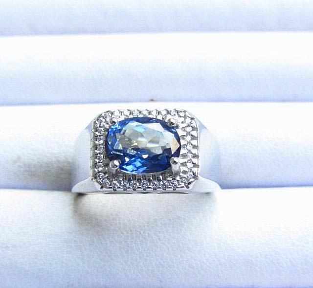 天然藍寶石戒指銀鑲嵌活圈內徑可調Sapphire 男戒女戒通透藍剛玉最具保值增值潛力首選首飾飾品