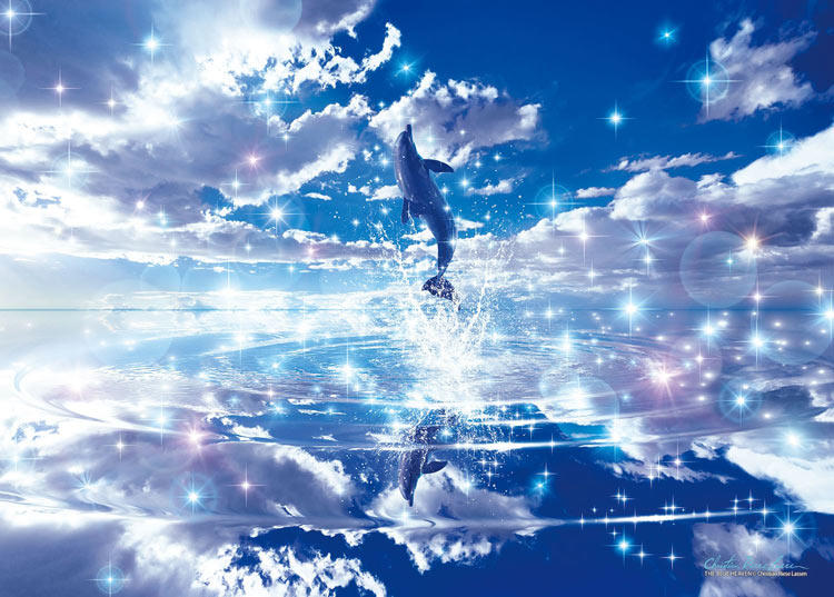 缺 日本進口拼圖 Lassen 海洋 海豚 夢幻藍色天堂 鹽湖 500片夜光拼圖，07-717