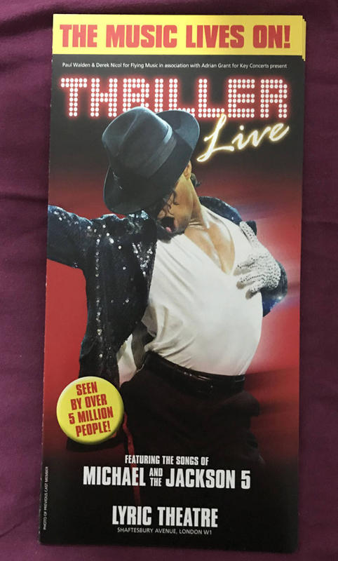 麥可傑克森紀念音樂劇 顫慄Thriller Live 倫敦2019演出宣傳摺頁傳單 Michael Jackson
