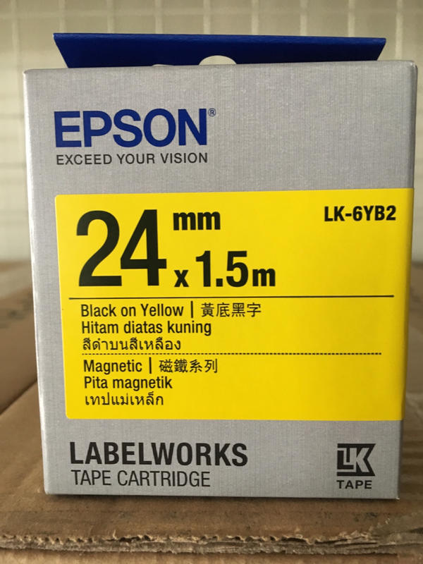 EPSON LK-6YB2 磁鐵黃黑 原廠標籤帶