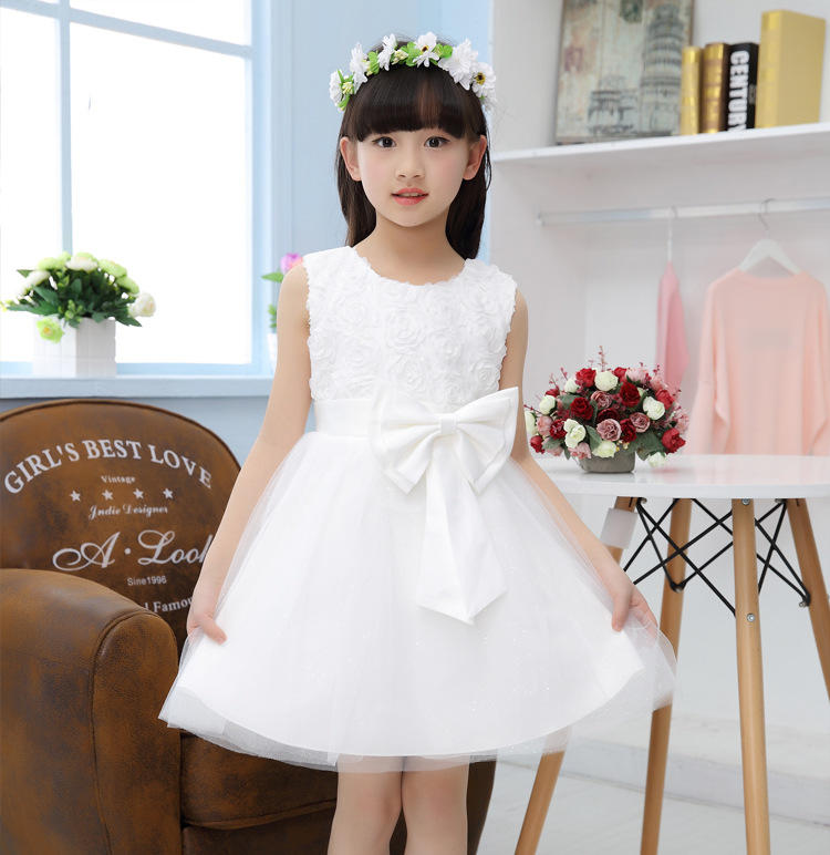 新竹金奇童裝中大童白洋裝120-170大童公主裙禮服小學畢業白色洋裝大童花童洋裝