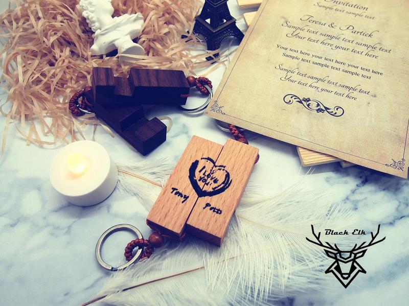 【Black Elk】木質 情侶 客製化鑰匙圈 客製 木頭 刻字 禮物 手機座 七夕 情人節 鑰匙圈 吊飾 鑰匙扣