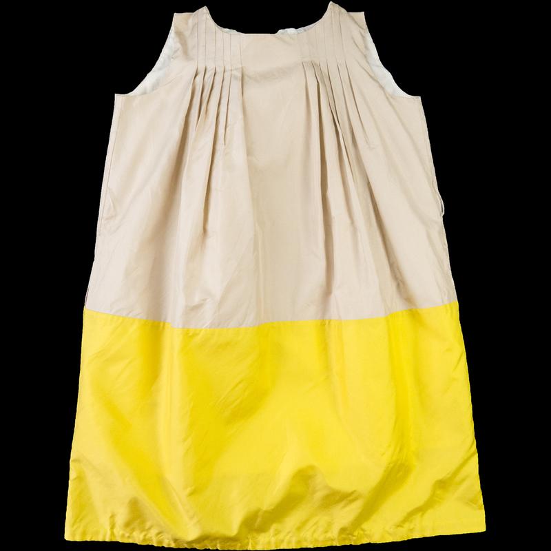 美國品牌J.Crew黃色純蠶絲抓褶蝴蝶結無袖洋裝 5 -6 歲